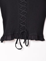 【3色展開】Meridian レースアップ リブキャミソール