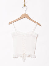 【3色展開】Meridian レースアップ リブキャミソール