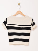 Meridian セーラーカラー ボーダー セーター