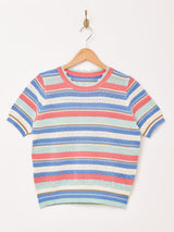 Elcamino マルチボーダー 半袖 セーター