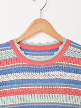 Elcamino マルチボーダー 半袖 セーター