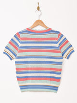 Elcamino マルチボーダー 半袖 セーター