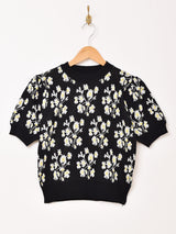 【2色展開】Meridian 花柄 半袖 セーター