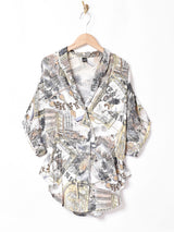 総柄 ドルマンスリーブ ダブルボタン デザインシャツ