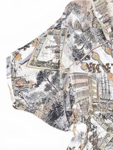 総柄 ドルマンスリーブ ダブルボタン デザインシャツ