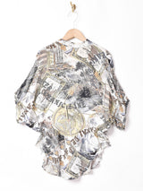 総柄 ドルマンスリーブ ダブルボタン デザインシャツ