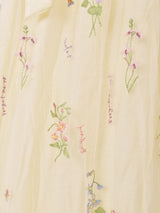 Meridian 花柄 刺繍 リボンネック ノースリーブワンピース