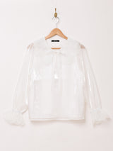 【2色展開】Meridian レースカラー オーガンジー 長袖ブラウス