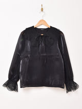 【2色展開】Meridian レースカラー オーガンジー 長袖ブラウス