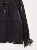 【2色展開】Meridian レースカラー オーガンジー 長袖ブラウス