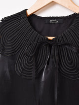 【2色展開】Meridian レースカラー オーガンジー 長袖ブラウス