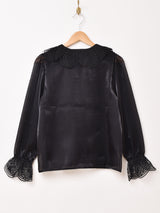 【2色展開】Meridian レースカラー オーガンジー 長袖ブラウス