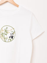【2色展開】 オリエンタル パンダ 刺繍入り Tシャツ