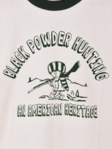 【2色展開】 プリント リンガーTシャツ「BLACK POWDER HUNTING」