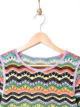 Elcamino マルチカラー 半袖 クロシェトップス