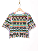 Elcamino マルチカラー 半袖 クロシェトップス