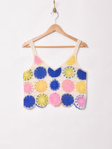 【2色展開】Elcamino サークルモチーフ クロシェキャミソール