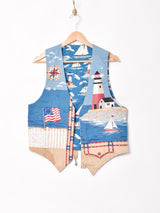 総柄 リバーシブル ベスト