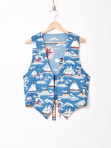 総柄 リバーシブル ベスト