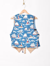 総柄 リバーシブル ベスト