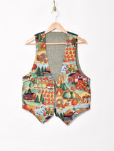 総柄 リバーシブル ベスト