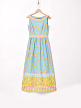 ペイズリー柄 切り替えデザイン マキシワンピース