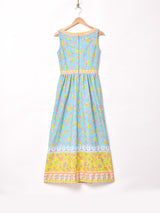 ペイズリー柄 切り替えデザイン マキシワンピース