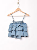【2色展開】Elcamino デニムフリル キャミソール