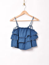 【2色展開】Elcamino デニムフリル キャミソール