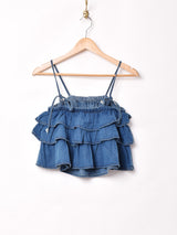 【2色展開】Elcamino デニムフリル キャミソール