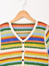 Elcamino レインボーカラー 半袖 クロシェカーディガン