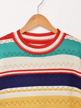 Elcamino マルチボーダー 半袖 サマーセーター