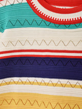 Elcamino マルチボーダー 半袖 サマーセーター