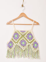 Elcamino グラニースクエア フリンジ キャミソール