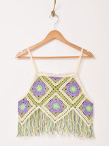 Elcamino グラニースクエア フリンジ キャミソール