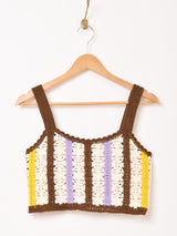 【2色展開】Elcamino ラインデザイン クロシェ キャミソール