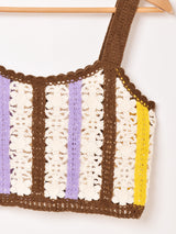 【2色展開】Elcamino ラインデザイン クロシェ キャミソール