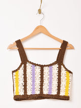 【2色展開】Elcamino ラインデザイン クロシェ キャミソール