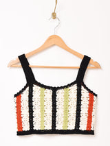 【2色展開】Elcamino ラインデザイン クロシェ キャミソール