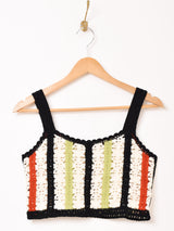 【2色展開】Elcamino ラインデザイン クロシェ キャミソール