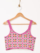 【2色展開】Elcamino グラニースクエア フラワー キャミソール