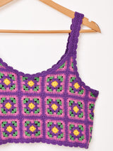 【2色展開】Elcamino グラニースクエア フラワー キャミソール