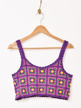 【2色展開】Elcamino グラニースクエア フラワー キャミソール