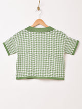 【2色展開】Meridian 半袖 千鳥柄 ニットポロシャツ