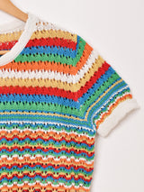 【2色展開】Elcamino マルチボーダー 半袖 セーター