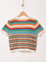 【2色展開】Elcamino マルチボーダー 半袖 セーター