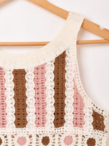 【2色展開】Elcamino ノースリーブ クロシェ トップス