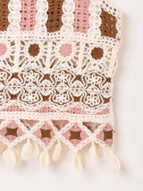 【2色展開】Elcamino ノースリーブ クロシェ トップス