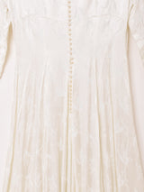 70's 織柄 長袖 ロングドレス