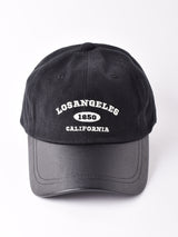 【2色展開】刺繍入り PU切り替え コットンキャップ 「LOSANGELES」